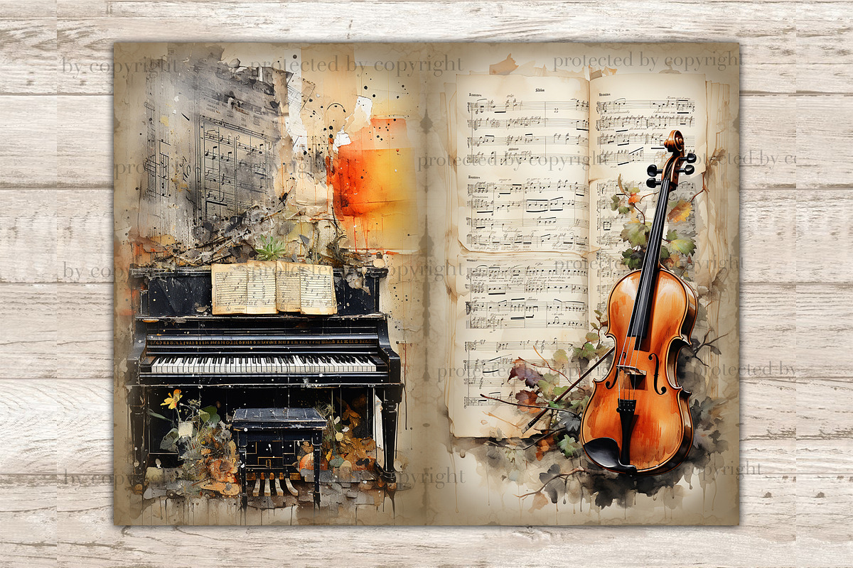 Musical Instruments Printable Paper, an Object Illustration by GlamArtZhanna (Photo 3 of 9)