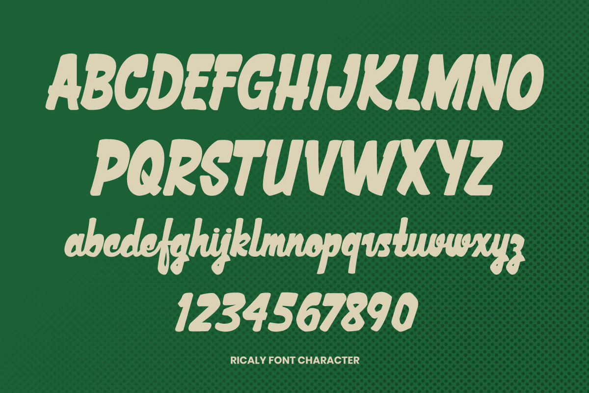 Ricaly a Handwritten Cartoon Font, a Handwritten Font by Rasiorise Studio (Photo 4 of 11)