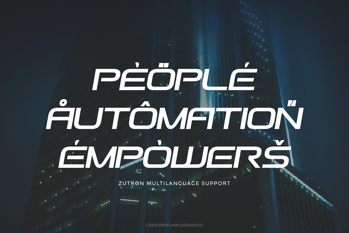 Zutron - Futuristic Display Font, a Font by Flawless And Co (Photo 10 of 10)