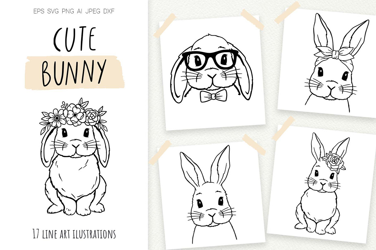 Cute Bunny. Easter Line Art, an Animal Illustration by Irina Ostapenko (Photo 1 of 7)
