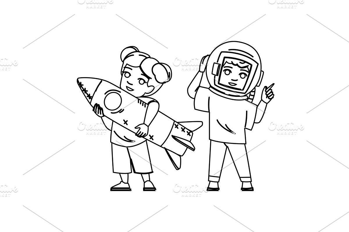 astronaut kids astronomy vector, a Technology Illustration by pikepicture