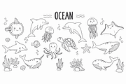 Hand Drawn Ocean Animal Vector Set, a Decorative Illustration by MkStudio (Thumbnail 2 of 2)