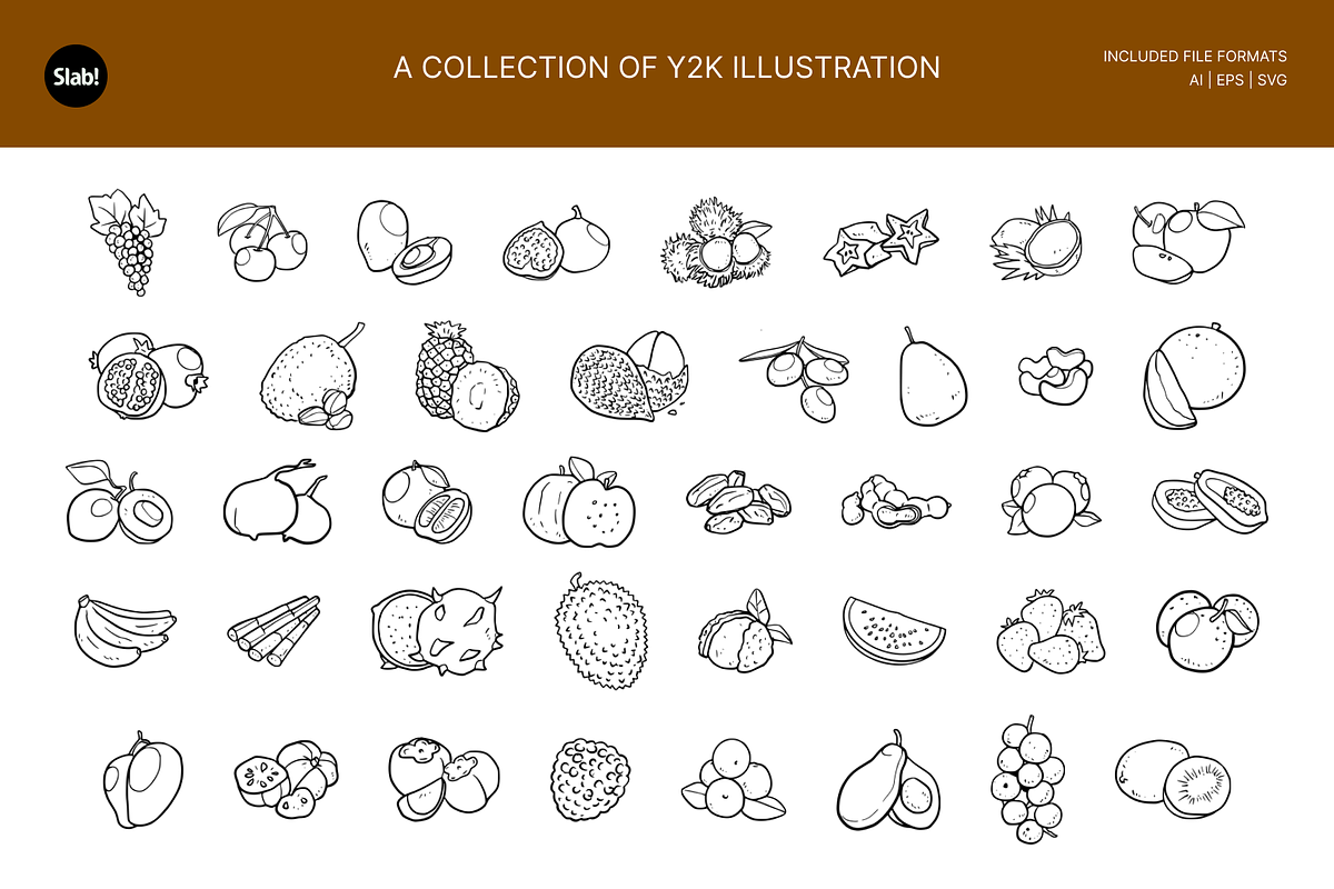 40 Fruit Hand Drawn Illustrations, an Object Illustration by SLAB! Design (Photo 2 of 3)
