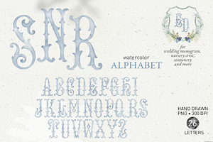 Monogram letters crest blue alphabet