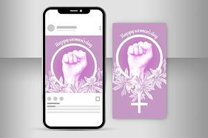 Womens Day Postcard And Social Media