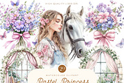 Watercolor Pastel Princess Clipart, a Person Illustration by SparkyDesignsUS (Thumbnail 1 of 9)