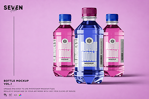 Set of Three Plastic Bottles Mockup, a Household Mockup by Se٧enStudio