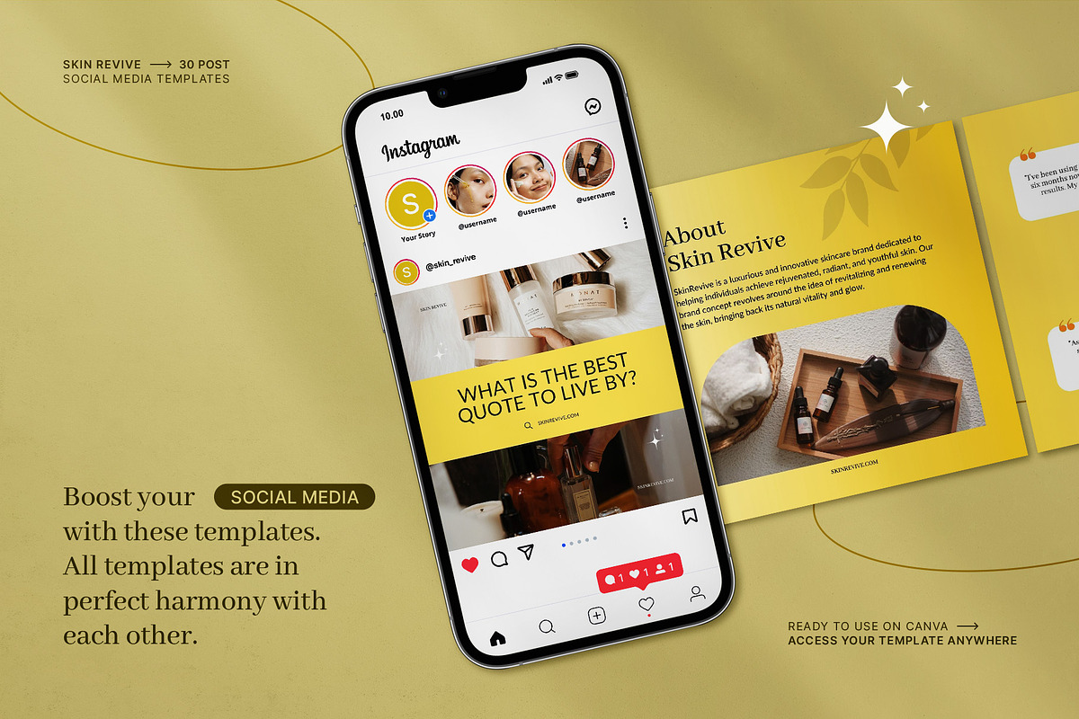SkinRevive | Skincare Canva Template, a Social Media Template by prajapixels (Photo 6 of 6)
