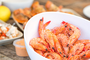 Bowl Of Fresh Prawns Or Shrimp, a Photo by THP Creative