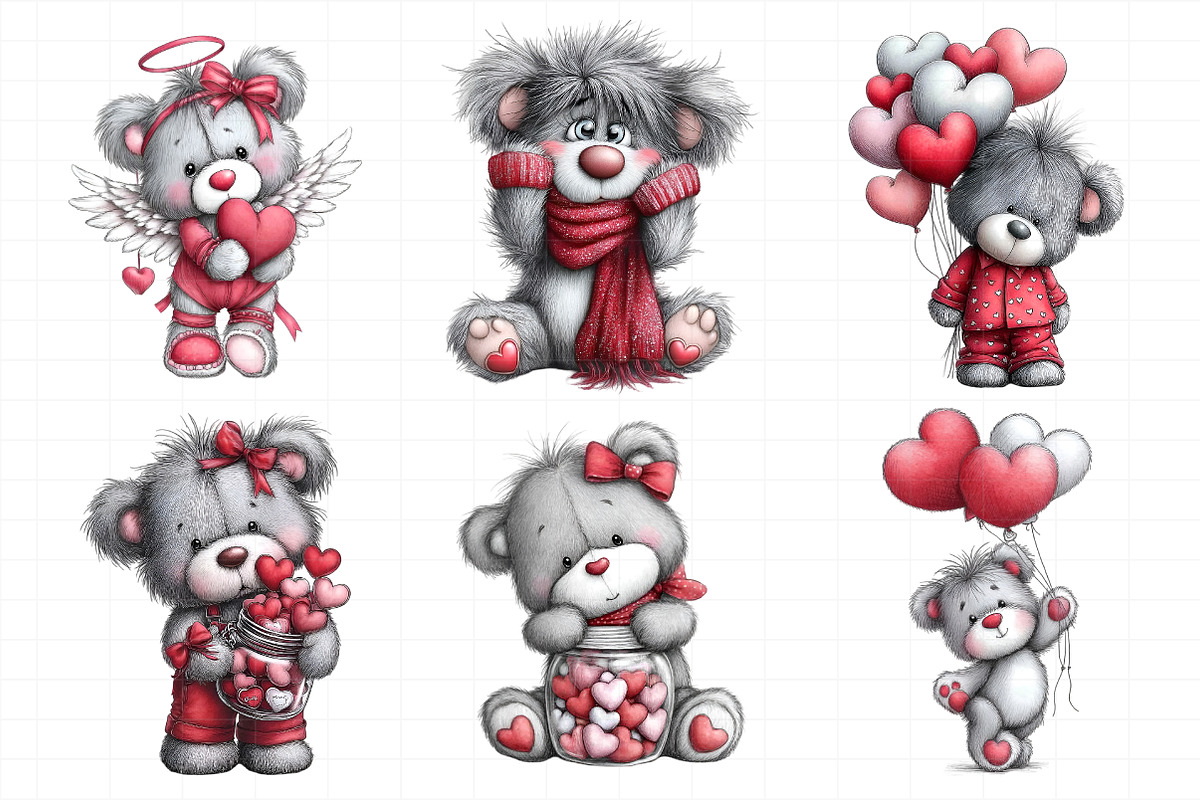 Valentine's Day Teddy Bear Clipart, an Illustration by Daily.Designs (Photo 3 of 5)