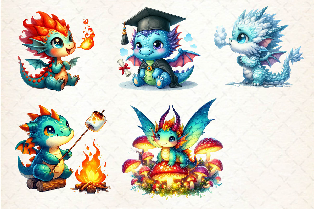 Baby Dragon Sublimation Clipart, an Illustration by Dream Creation (Photo 5 of 7)