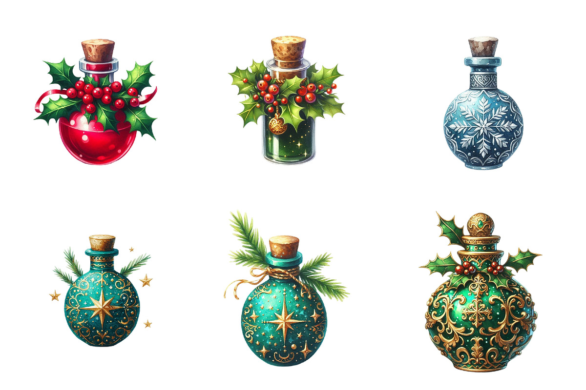Watercolor Christmas Potions Clipart, an Illustration by Designworld (Photo 2 of 5)