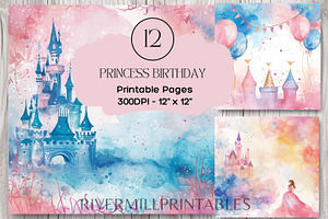 Princess Birthday Digital Papers
