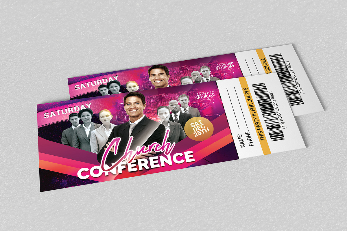 Church Conference Pass / Tickets, a Stationery Template by Psd Templates