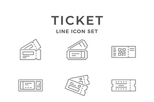 Set Line Icons Of Ticket