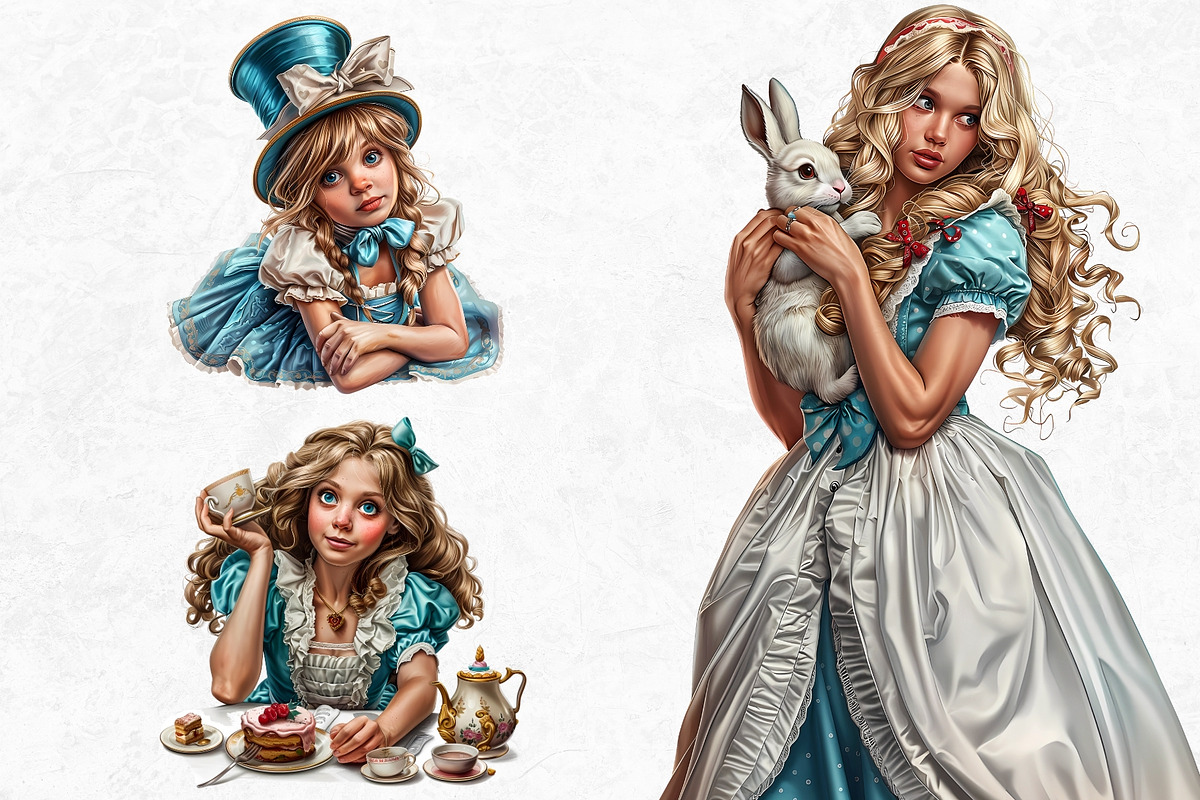 Alice in wonderland Clipart Set, a Person Illustration by ThatsDesignArt (Photo 9 of 11)