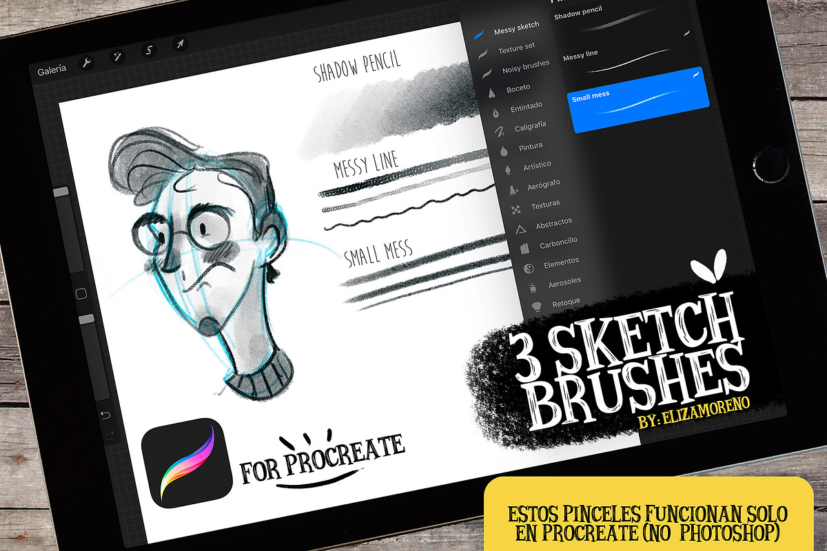 Sketch brushes for PROCREATE, a Brush Add-On by Eliza Moreno Illustration (Photo 1 of 2)