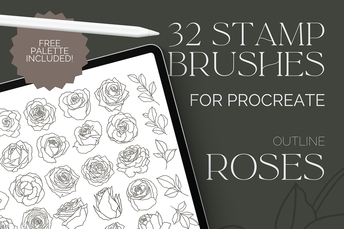 Rose Stamp Brushes for Procreate, a Brush Add-On by AureDesignCo (Photo 1 of 5)