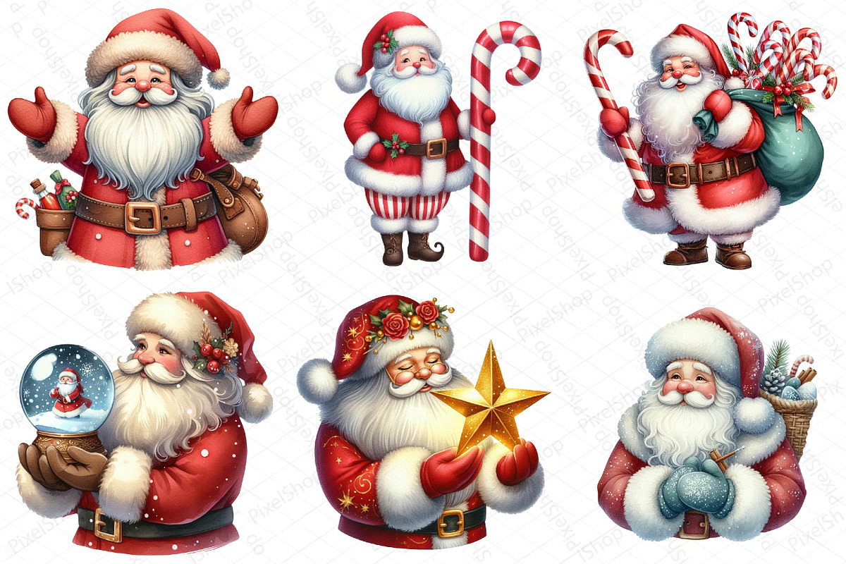 Watercolor Santa Clipart, an Illustration by DreamPrint404 (Photo 2 of 6)