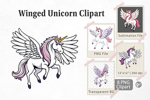Winged Unicorn Clipart, a Graphic by Artnoy