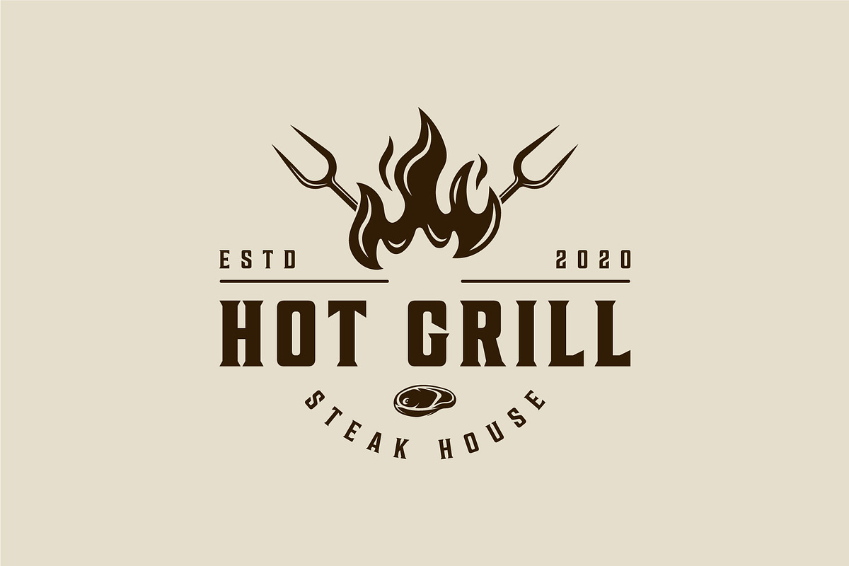 barbecue logo vintage vector design, a Branding & Logo Template by zyxroun shop