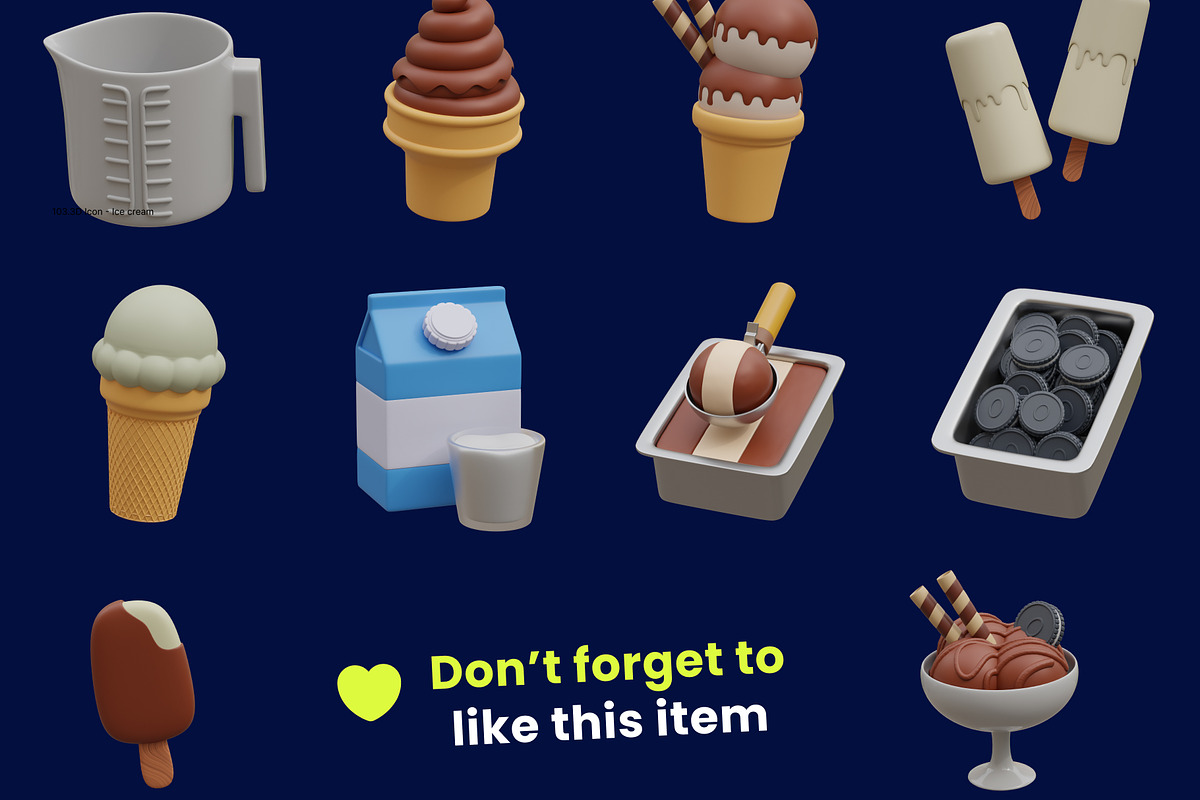 Ice Cream & Desserts 3D Icon, a Food & Drink 3D Model by orenjidesign (Photo 8 of 8)