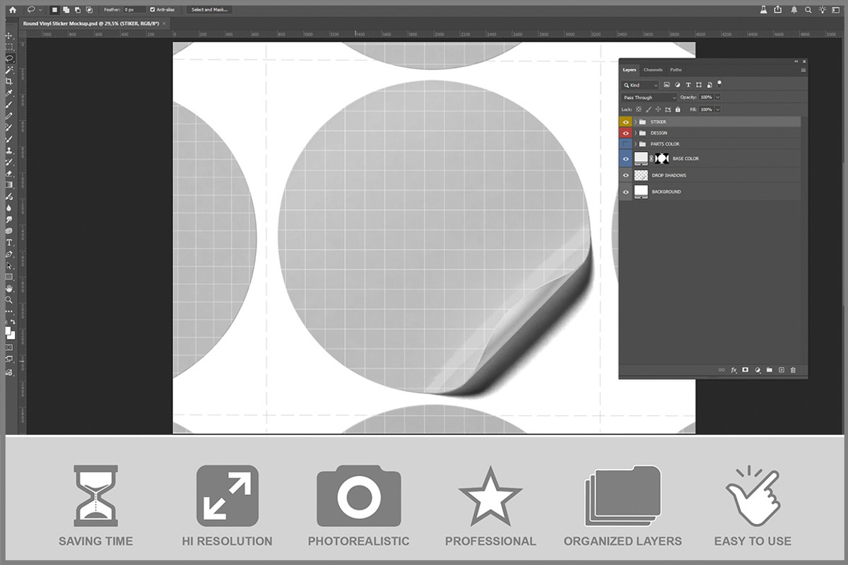 Round Vinyl Sticker PSD, a Product Mockup by Bruno's Shop (Photo 2 of 3)