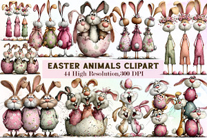 Watercolor Easter Animals Clipart, an Illustration by Sublimation Artist