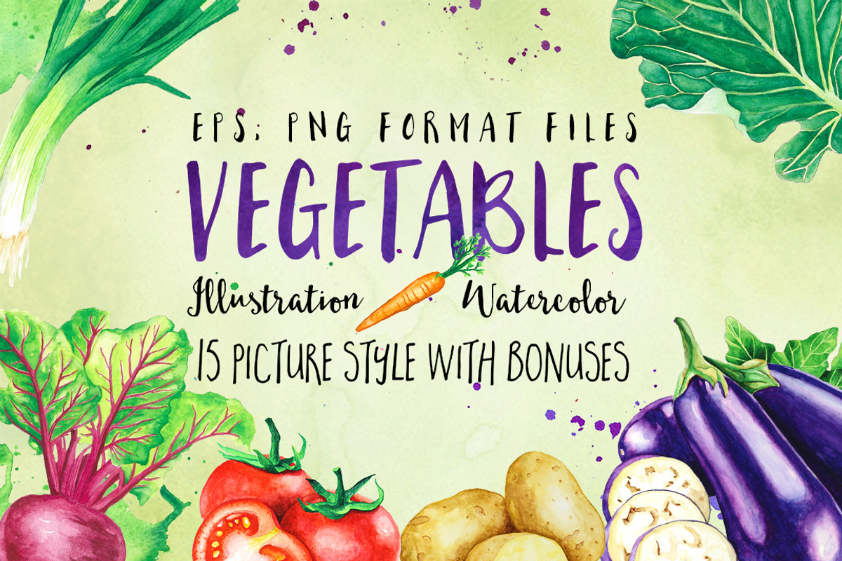 Vegetables Watercolor Illustration, a Food Illustration by andypray (Photo 2 of 8)