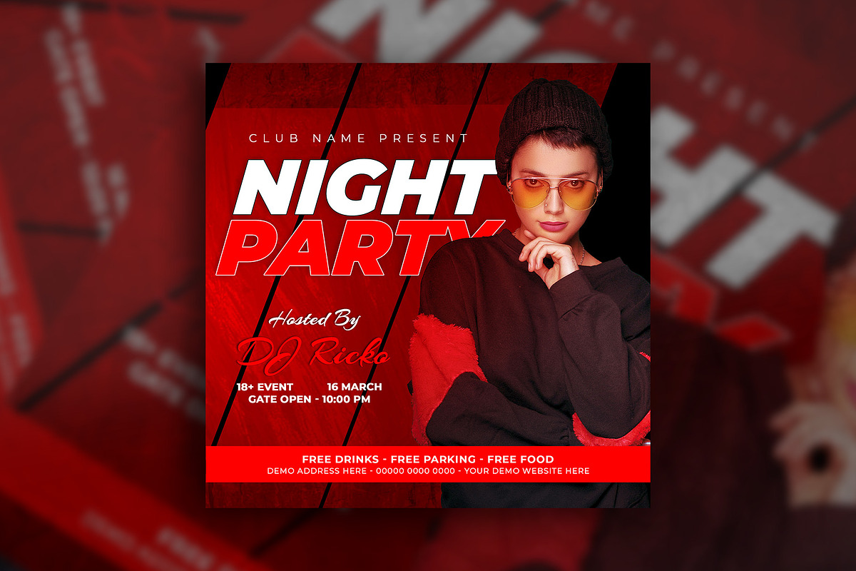 Night club party flyer post template, a Social Media Template by Tanmoy Topu (Photo 11 of 11)