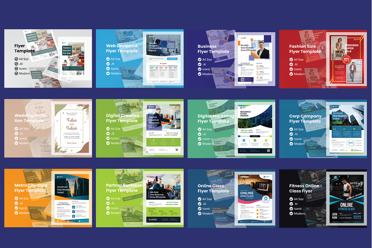 Bundle 174 Flyers Template Design, a Flyer Template by rivatxfz (Photo 4 of 16)