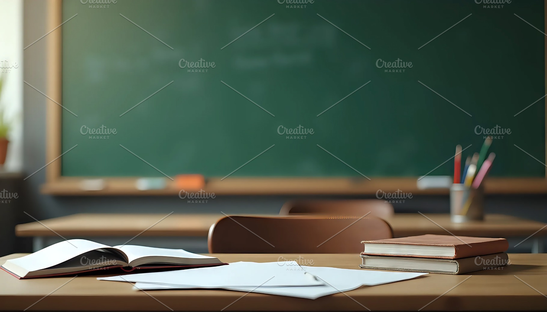 Educational Scene With Chalkboard An, a Photo by LOGOCREATIVE