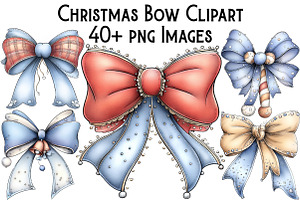 Christmas Bow Clipart, an Illustration by Pixels.Craft
