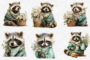 Watercolor Spring Raccon Clipart, an Illustration by Designworld (Thumbnail 6 of 6)