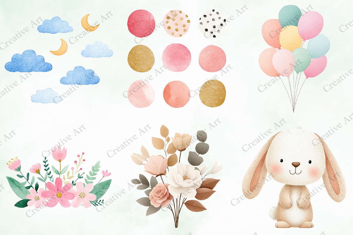 Boho Animal Portraits Watercolor Png, an Illustration by Creative Art (Photo 2 of 10)