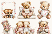 Watercolor Teddy Bear Hugs Clipart, an Object Illustration by Design Scotch (Thumbnail 5 of 9)