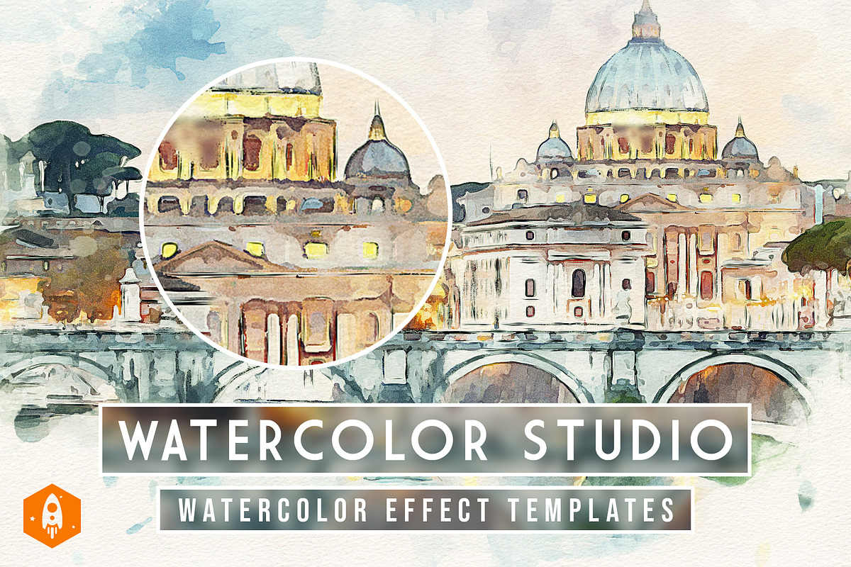 Watercolor Studio Watercolor Effect, an Action Add-On by DesignRocket (Photo 1 of 9)