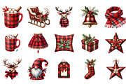Red Buffalo Plaid Christmas Clipart, an Illustration by Designking (Thumbnail 3 of 5)