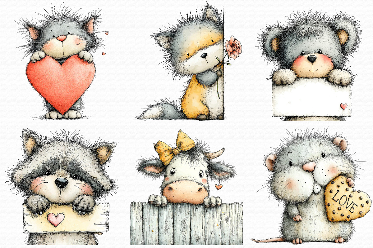 Funny Valentine Peeking Animals PNG, an Illustration by Libby Wishes (Photo 7 of 9)