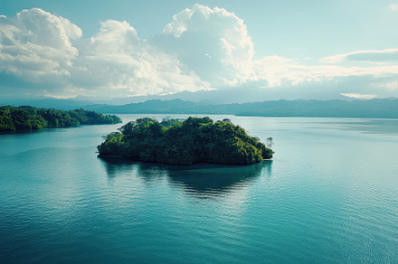 Serene aerial view of a pristine isl, a Photo by Iftikhar Alam