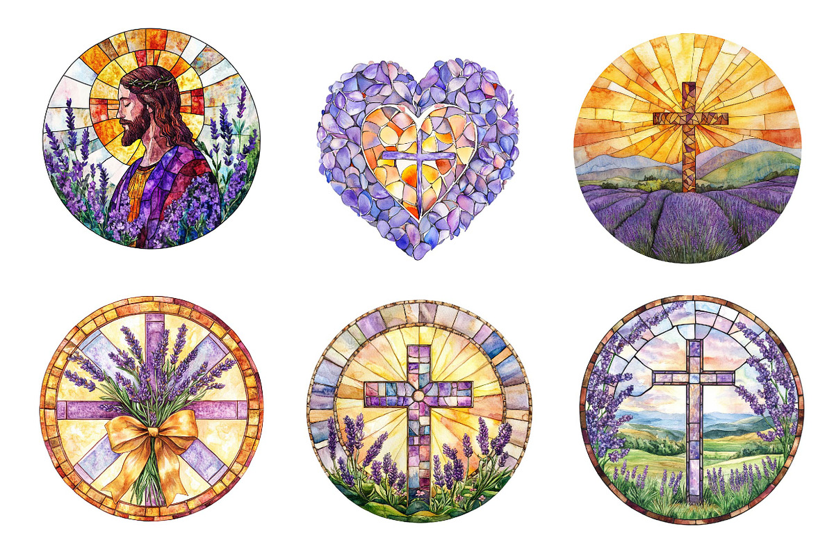 Round Lavender Blessing & Cross, an Illustration by CreationArt (Photo 3 of 5)