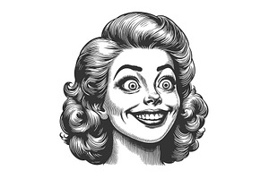 smiling woman with curly hair, a Person Illustration by AlexArt