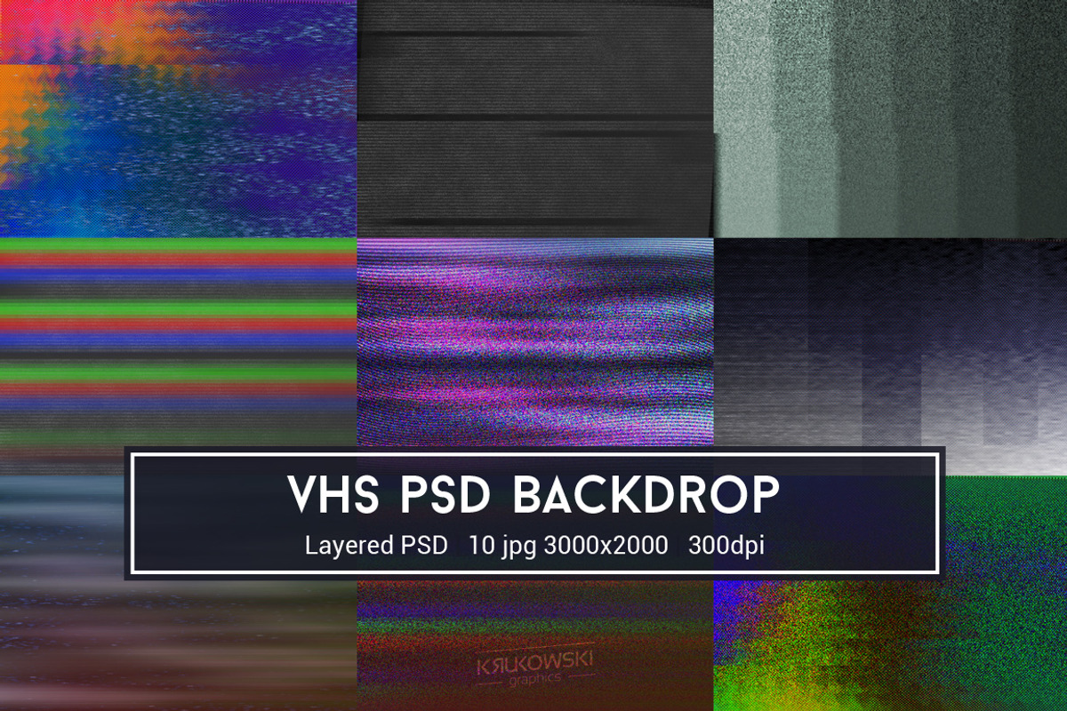 VHS Glitch PSD Backdrop, a Texture Graphic by Krukowski Graphics (Photo 1 of 2)