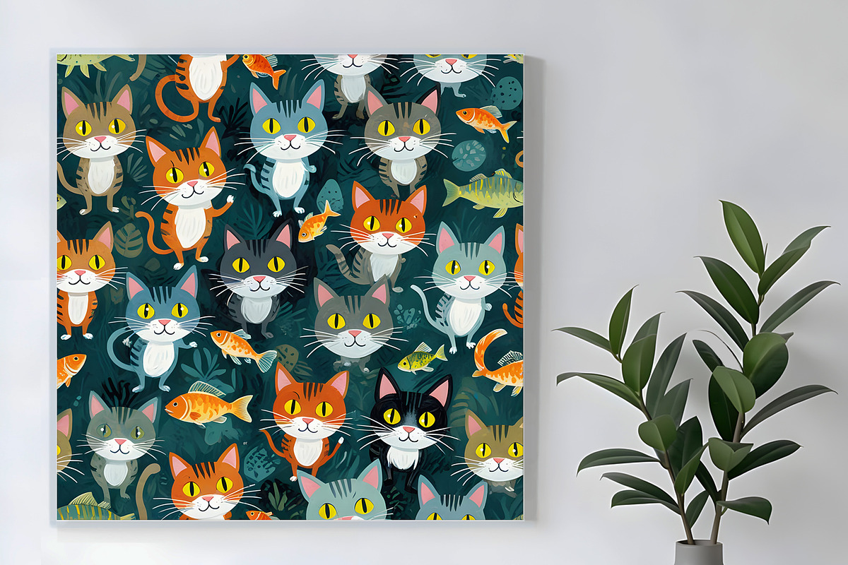 Bright Eyed Cats and Fishy Friends, an Animal Illustration by Sharon Schwalbe (Photo 2 of 6)