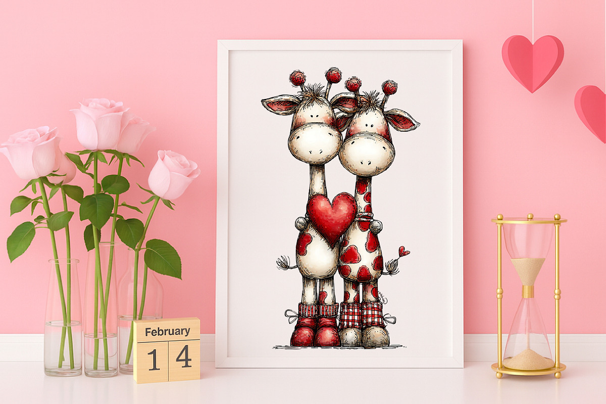 Whimsical Valentine Animals Clipart, an Illustration by Canvas Craft (Photo 5 of 6)