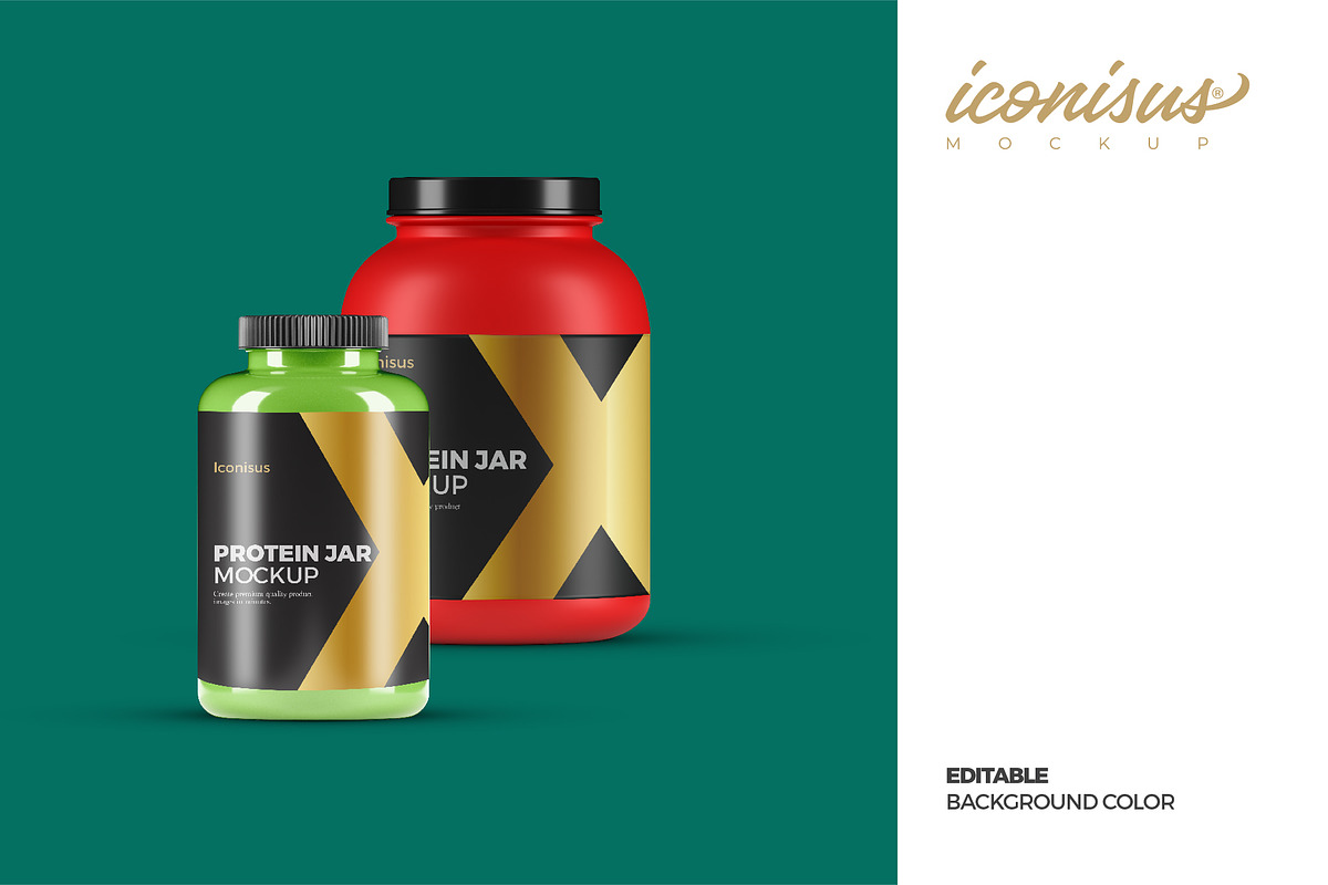 Protein Jars Mockups Template, a Cups & Container Mockup by iconisusmockup (Photo 2 of 5)
