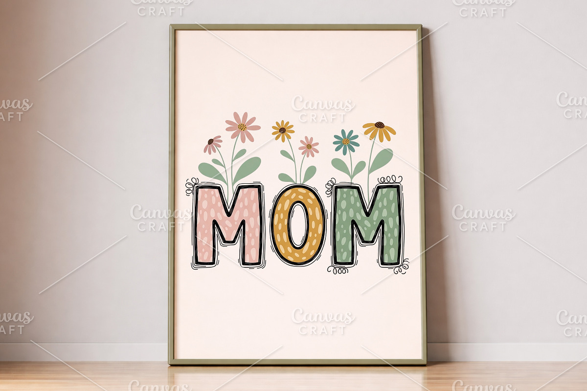 Floral Mom Printable Transfer PNG, an Illustration by Canvas Craft (Photo 4 of 6)