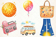 Retro Groovy Summer Clipart, an Illustration by Libby Wishes (Thumbnail 7 of 7)