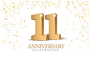 Anniversary 11. Gold card 3d numbers, a Decorative Illustration by Sunny (Thumbnail 2 of 3)