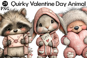 Quirky Valentine Day Animal Clipart, an Illustration by Daily.Designs (Thumbnail 1 of 5)